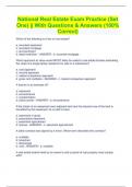 National Real Estate Exam Practice &lpar;Set One&rpar; &vert;&vert; With Questions & Answers &lpar;100&percnt; Correct&rpar;
