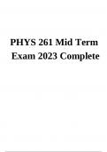 PHYS 261 Mid Term Exam Questions With Answers - Latest Update 2023/2024 (VERIFIED)