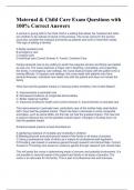 Maternal & Child Care Exam Questions with 100&percnt; Correct Answers 