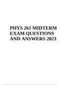 PHYS 261 MIDTERM EXAM QUESTIONS AND ANSWERS | Latest Update (VERIFIED)