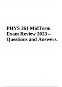 PHYS 261 MidTerm Exam Questions and Answers | Latest Update (100% VERIFIED)