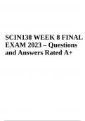 SCIN138 WEEK 8 Final Exam Questions and Answers - Latest Update &lpar;100&percnt; GRADED&rpar; 