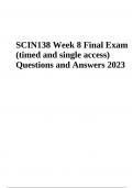 SCIN138 Final Exam Questions and Answers | Latest Updated 2023/2024 (100% GRADED)