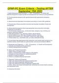 CPNP-PC Exam Criteria - Testing AFTER September 15th 2023&comma; Psychiatric NP Exam Latest 2023 Update&comma; Psychiatric Nursing Exam &num;1 &lpar;100&percnt; Correct Review 2023&rpar;&comma; Psychiatric Mental Health NP Review Chap 2 &lpar;PMHNP&rpar; Exam 2023 A&plus;&comma; NP-correlates of childhood and adol