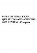 PHYS 261 FINAL EXAM QUESTIONS AND ANSWERS | LATEST UPDATE 2023-2024 (100% GRADED)