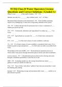 TCEQ Class D Water Operators License Questions and Correct Solutions &vert; Graded A&plus;
