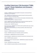 Certified Veterinary CVA Assistant TVMA - Level 1 Exam BUNDLE&vert; Questions and Answers 100&percnt; Correct