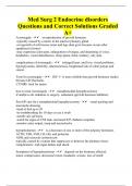 Med Surg 2 Endocrine disorders Questions and Correct Solutions Graded A+