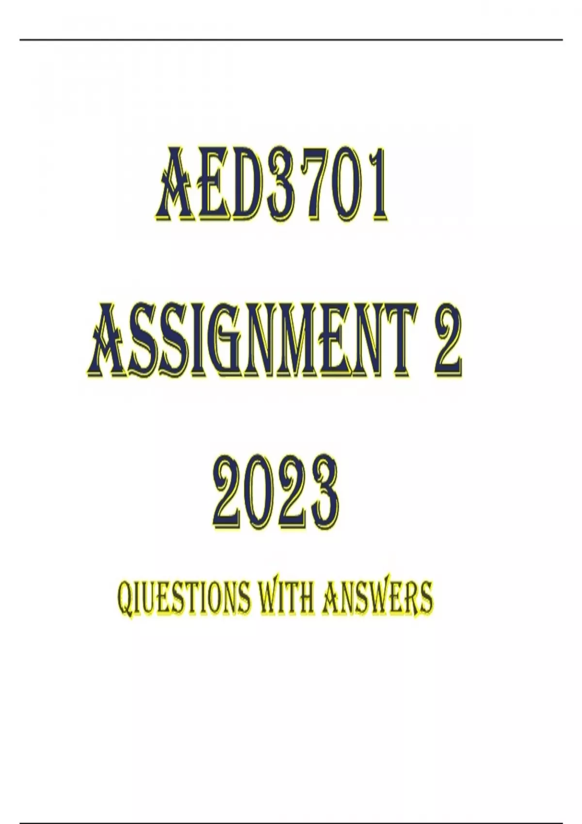 aed3701 assignment 2 answers 2023
