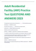 Adult Residential  Facility (ARF) Practice  Test QUESTIONS AND  ANSWERS 2023