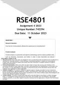 RSE4801 Assignment 4 (ANSWERS) 2023 (745394) - DISTINCTION GUARANTEED
