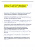 Webce Life and Health questions and answers verified and updated 2023&period;
