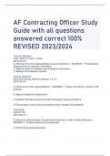 AF Contracting Officer Study  Guide with all questions  answered correct 100&percnt; REVISED 2023&sol;2024