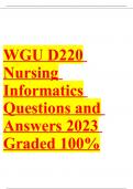 WGU D220: Nursing Informatics - Questions and Answers 2023 Graded A. 