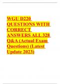 WGU D220 QUESTIONS WITH CORRECT ANSWERS ALL 328 Q&A (Actual Exam Questions) (Latest Update 2023)