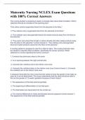 Maternity Nursing NCLEX Exam Questions with 100&percnt; Correct Answers 
