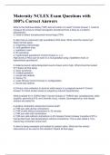 Maternity NCLEX Exam Questions with 100&percnt; Correct Answers 
