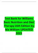 Test Bank for Williams Basic Nutrition and Diet Therapy16th Edition by Nix William UPDATED 2023