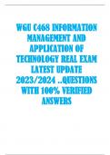 WGU C468 INFORMATION  MANAGEMENT AND  APPLICATION OF  TECHNOLOGY REAL EXAM  LATEST UPDATE  2023/2024 ..QUESTIONS  WITH 100% VERIFIED  ANSWERS 