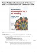 TEST BANK  FOR FUNDAMENTALS OF NURSING  WITH CLINICAL HANDBOOK  8TH EDITION  BY  AUDREY BERMAN,BARBARA KOZIER  WITH CORRECT ANSWERS 