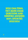 WGU C838 FINAL  TEST BANK EXAM  QUESTIONS AND  VERIFIED ANSWERS  100% UPDATED  2023/2024