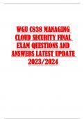 WGU C838 MANAGING  CLOUD SECURITY FINAL  EXAM QUESTIONS AND  ANSWERS LATEST UPDATE  2023/2024