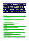 WGU D220. INFORMATICSREAL EXAM QUESTIONS  AND CORRECT ANSWERS  LATEST UPDATE 2023/2024