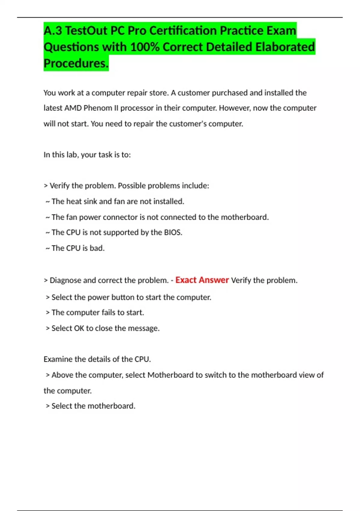 TestOut PC Pro A+, A.3 TestOut PC Pro, TestOut PC Pro 7.3 & More