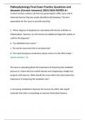 Pathophysiology Final Exam Practice Questions and Answers &lpar;Correct Answers&rpar; 2023&sol;2024 RATED A&plus;