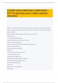 COMPUTER FORENSICS MIDTERM - ITN 276 Questions and verified solutions 2023&sol;2024