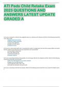ATI Peds Child Retake Exam  2023 QUESTIONS AND  ANSWERS LATEST UPDATE  GRADED A