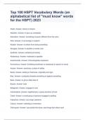 Top 100 HSPT Vocabulary Words (an alphabetical list of "must know" words for the HSPT) 2023