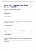 Community Pharmacy Final Exam Review 2023&sol;2024