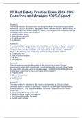 WI Real Estate Practice Exam 2023-2024 Questions and Answers 100&percnt; Correct