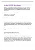 Ortho NCLEX  Questions And Answers Graded A&plus;