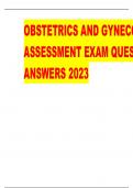 OBSTETRICS AND GYNECOLOGY ASSESSMENT EXAM QUESTIONS AND ANSWERS 2023