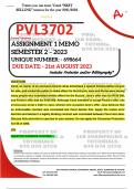 PVL3702 ASSIGNMENT 1 MEMO - SEMESTER 2 - 2023 - UNISA - (DETAILED ANSWERS WITH REFERENCES - DISTINCTION GUARANTEED) – DUE DATE: - 21 AUGUST 2023 - UNIQUE NUMBER: - 698664