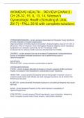 WOMEN'S HEALTH - REVIEW EXAM 2 - CH 25-32, 15, 9, 13, 14. Women's Gynecologic Health (Schuiling & Likis, 2017) - FALL 2018 with complete solutions.