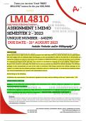 LML4810 ASSIGNMENT 1 MEMO - SEMESTER 2 - 2023 - UNISA - (DETAILED ANSWERS WITH REFERENCES - DISTINCTION GUARANTEED) – DUE DATE: - 21 AUGUST 2023 - UNIQUE NUMBER: - 640290
