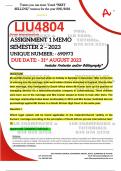 LJU4804 ASSIGNMENT 1 MEMO - SEMESTER 2 - 2023 - UNISA - (DETAILED ANSWERS WITH REFERENCES - DISTINCTION GUARANTEED) – DUE DATE: - 31 AUGUST 2023 - UNIQUE NUMBER: - 690973