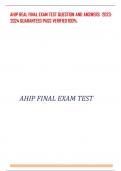 AHIP REAL FINAL EXAM TEST QUESTION AND ANSWERS  2023-2024 GUARANTEED PASS VERIFIED 100%.