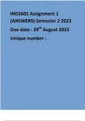IND2601 Assignment 1 (ANSWERS) Semester 2 2023 Due date : 29th August 2023