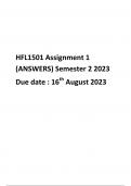 HFL1501 Assignment 1 (ANSWERS) Semester 2 2023 Due date : 16th August 2023 