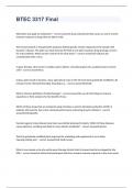 BTEC 3317 exam 2023  with 100&percnt; correct answers