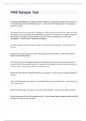 PHR Sample Test question and answers graded A&plus; 2023