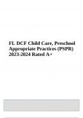 FL DCF Child Care, Preschool Appropriate Practices (PSPR) Exam Questions With Answers 2023-2024 | 100% VERIFIED