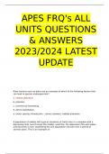 APES FRQ's ALL UNITS QUESTIONS & ANSWERS 2023/2024 LATEST UPDATE