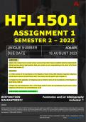 HFL1501 ASSIGNMENT 1 MEMO - SEMESTER 2 - 2023 - UNISA - DUE DATE: - 16 AUGUST 2023 (DETAILED MEMO – FULLY REFERENCED – 100% PASS - GUARANTEED) 