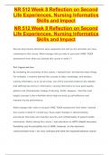 NR 512 Week 8 Reflection on Second Life Experiences, Nursing Informatics Skills and Impact