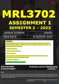MRL3702 ASSIGNMENT 1 MEMO - SEMESTER 2 - 2023 - UNISA - DUE DATE: - 18 AUGUST 2023 (DETAILED MEMO – FULLY REFERENCED – 100% PASS - GUARANTEED) 